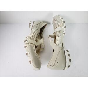 (JL) Skechers Bikers Women's Shoes Size 11 Leather Mesh X-Strap Flats Sneakers